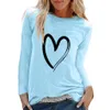 Kvinnor Vinter T-shirt Casual Print O-Neck Långärmad Top Loose T-shirt 3XL Grundläggande Kläder Camisas de Moda Mujer 2021 x0628