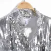 Женская куртка с блестками и кисточками Осень-Зима Streewear Rock BF Ретро с длинными рукавами Серебряный светоотражающий женский пиджак Топы 220105