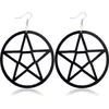 Punk Acryl Grote Sterren Dangle Oorbellen voor Dames Gothic Black Big Pentagram Round Drop Earring Fashion statement Sieraden