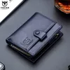 Wallet Men Anti Theft Male RFID Wallet Genuine Leather Vertical Business Card Holder Money Bag Coin Purse Man