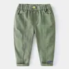 Spring Boy Trousers Pants For Boys Sweatpants Cotton Long With Bag Elastic Waist Casual 211103