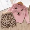 Abito da bambina invernale per bambini principessa manica lunga dolce abbigliamento top pullover + con borsa Vestido 210429