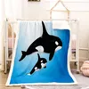 Blankets Irisbell Cartoon Whale Print Fuzzy Sherpa Blanket Home Bed Sofa Couch Decorative Square Throw Quilt Soft Plush Bedspread