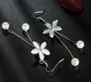 2 färger pärla blomma charm damer vintage stud örhängen brud örhängen smycken öra1004