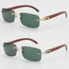 Ganze randlose 3524012 Sonnenbrille Gutes Holz Vintage Retro Frauen Holzgläser Grüne Linsengröße 5618135 mm Unisex9932428