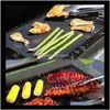 Bbq Grill Mat Portable Non-Stick And Reusable Make Grilling Easy 33x40Cm Black Oven Plate Mats Barbecue Tool Eea86 4Ax7C Kqfp6