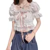 Mulheres Blusas Camisas Verão Branco Blusa Doce Tops Mulheres 2022 Lace Designer Kawaii Camisa Casual Chiffon Manga Curta Partido Elegante Bonito