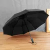 Topx novo grande forma forte moda homens à prova de vento suave dobrável compacto totalmente automático chuva de alta qualidade pongee guarda-chuva mulheres 210320