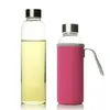 UPORS Glass Water Bottle 280ml/360ml/550ml Sport with Stainless Steel Lid and Protective Bag A Free Travel Drink 210908