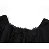 Crot de style coréen Croix Black Blouse Mode d'été Femme Sexy Collier Square Collier Dace Tops Goth Up Ruffle Blusas 210515