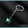 Keychains Fashion Aessories Luminous Glow in the Dark Keychain Galaxy Universe Glass Ball Cabochon Car Bag Key Rings Creative Keyrings GWE11