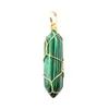 Groothandel natuurlijke kristallen steen hanger ketting handgemaakte wrap turquoise rozenkwarts tijger oog hexagonaal prisma voor sieraden