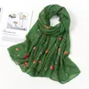 Berets 2022 Spain Luxury Fashion Stitch Floral Viscose Shawl Scarf High Quality Print Wrap Snood Bufandas Muslim Hijab Sjaal