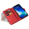 Portfel Telefle Case na iPhone 14 13 12 11 Pro xr XS Max 7 8 Plus Uczucie odczuwania skóry PU Skórzana okładka za pomocą torebki z monety zamka i 15 gniazd kart