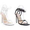 11cm Women Sandals Pumps Fashion Narrow Band Back Strap Buckle Slip On Open Toe Ladies High Heels Females Party Shoes