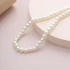 Gothic Baroque Pearl Tassel Chain Necklace for Women Bridal Wedding Strand Beaded Sweet Female Choker White Best Friend Jewelry