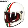 BEON casque de motocross intégral en fibre de verre beon B510 vintage moto professionnel rétro casques certification ECE