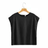 BBWM 2021 T-shirt décontracté pour femmes d'été Gilet sans manches Dos ample Design à simple boutonnage Style à la mode Y0621
