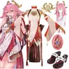 Genshin Impact Yae Miko Guuji Yae Cosplay Kostüm Cos Perücken Schuhe Spiele Uniform Kleid Outfits Halloween Kostüme Für Frauen Y0903