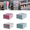 Clothing & Wardrobe Storage 1pc Foldable Clear Shoes Box Plastic Stackable Shoe Organizer Home Solid Color Transparent