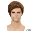 9 inches herrarnas syntetiska peruk brun färg pelucas perruques de cheveux funains simulering mänskliga remy hår peruker wig-m44