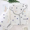 JULY'S SONG 2 Pieces Woman Pajamas Cotton Pajamas Set Autumn Winter Leisure Sleepwear Heart Printing Long Sleeve Homewear 211112