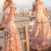 Pink Flowers Butterfly Printed One Shoulder Prom Dresses Tea Length A Line Short Party Gowns Lace up Back Custom Size