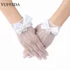 Children's Finger Gloves Five Fingers Gloves Short Wrist Length Bow Flower Girls Princess Pageant Children Party Costumes Mittens Mesh Women Accessories1