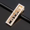 Gold Pearl Crystal Hairpin Hollow Letter Cool beijo