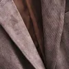 ビンテージ女性オフィスブレザーソリッドノッチカラーコーデュロイエレガントな女性スーツ秋冬ポケットファッション女性ジャケット210515