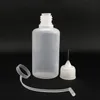 50 ml juice flytande plast droppflaska PE tom nåloljeflaskor med färgglad barnsäker mössa