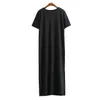 Maxi T Shirt Dress Women Summer Beach Sexy Party Bodycon Elegant Casual Cotton Black Side Slit Long Dresses Sundress Plus Size