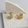 Stud CHUANGU Designer Polished Wide Gold Twisted Earrings For Women Chunky Half Circle Cuffs Wholesale Jewelry