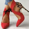 Vestido sapatos sarairis elegante cadarços sandálias mulher pontiaguda de toe rendas ins drowship partido leopardo verão feminino
