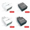 Snabb USB-laddare 48W 4 Portar QC 3.0 EU / US / UK Plug Wall Mobiltelefon Snabb Hemladdare Reseadapter