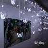 Party Decoration Butterfly LED String Strip Festival Holiday Icicle Curtain Lights Christmas Wedding Lamps EU/UK Plug