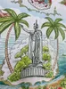 Casablanc Hawaiian Oasis Island Paysage Imprimé Casual Shirt Beach Kingdom Peint Chemises Lâches De Luxe Designer Satin Hommes Polo