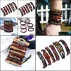 Bracelets de manchette Jewelrypunk Personnalité 6 pièces Cowe Bijoux Rétro Cuir Diy Tissé Mtilayer Bracelet Drop Delivery 2021 Oqne4