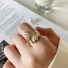 Cluster Ringar Real 925 Sterling Silver Ring Oregelbunden Öppning Justerbar Personlighet Mikro Kvinnor Engagemang, Bröllop Mode Smycken