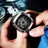 Glenaw Design Marke Männer Hohl Automatische Schwarz Mechanische Uhr GMT Top Marke Reloj Hombre Uhren Wasserdicht 210329