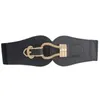 Belts Women Retro Wide Waistband Brand Gold Buckle PU Leather Cummerbunds For Ladies Dress Sweater Stretchy Elastic Waist Belt Fier22