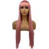 Short Bob Wigs With Air Bangs Synthetic Cosplay Wig for Girl Straight Pink Wis for Women Natural Looking Wigs for Daily Partyfactory direct