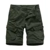 Men Shorts Summer Multi-poches Cargo Travail Coton Coton Coton Coton Pantalon Pantalon Fashion Vêtements Male Bermudas 210716