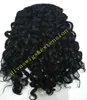 Mode beauté malaisienne remy cordon de queue de cheval jet noir bouffée bouclée extension de cheveux humains avec des peignes queue de cheval facile à porter 140g