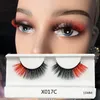 Grossist multi färg 3d falska ögonfransar syntetfiber färgglada fransar faux mink strip falska lash party färgad eyelash smink