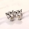 S2663 Fashion Jewelry Cute Colorful Crystal Rhinstone Owl Stud Earrings