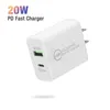 20W 빠른 충전기 QC3.0 Type C USB PD 벽 충전 EU US 플러그 iPhone 용 빠른 충전 어댑터 15 14 13 12 Samsung Android Izeso