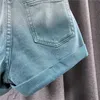 Nieuw design single-breasted single-breasted denim jeansshort voor dames met hoge taille plus maat SMLXL