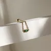 Cluster Anneaux Vintage Carré Vert Zircon Pierre Doigt Pour Les Femmes Réglable En Acier Inoxydable Lien Chaîne De Noce Bijoux Cadeaux