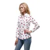 Frauen Shirts Langarm Baumwolle Bluse Mode Druck Kirsche Lippen Blume Top Shirts Für Frauen Herbst Unter Hemd Damen Büro 210317